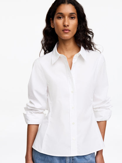 Fitted Cotton Poplin Shirt - White - Image 4