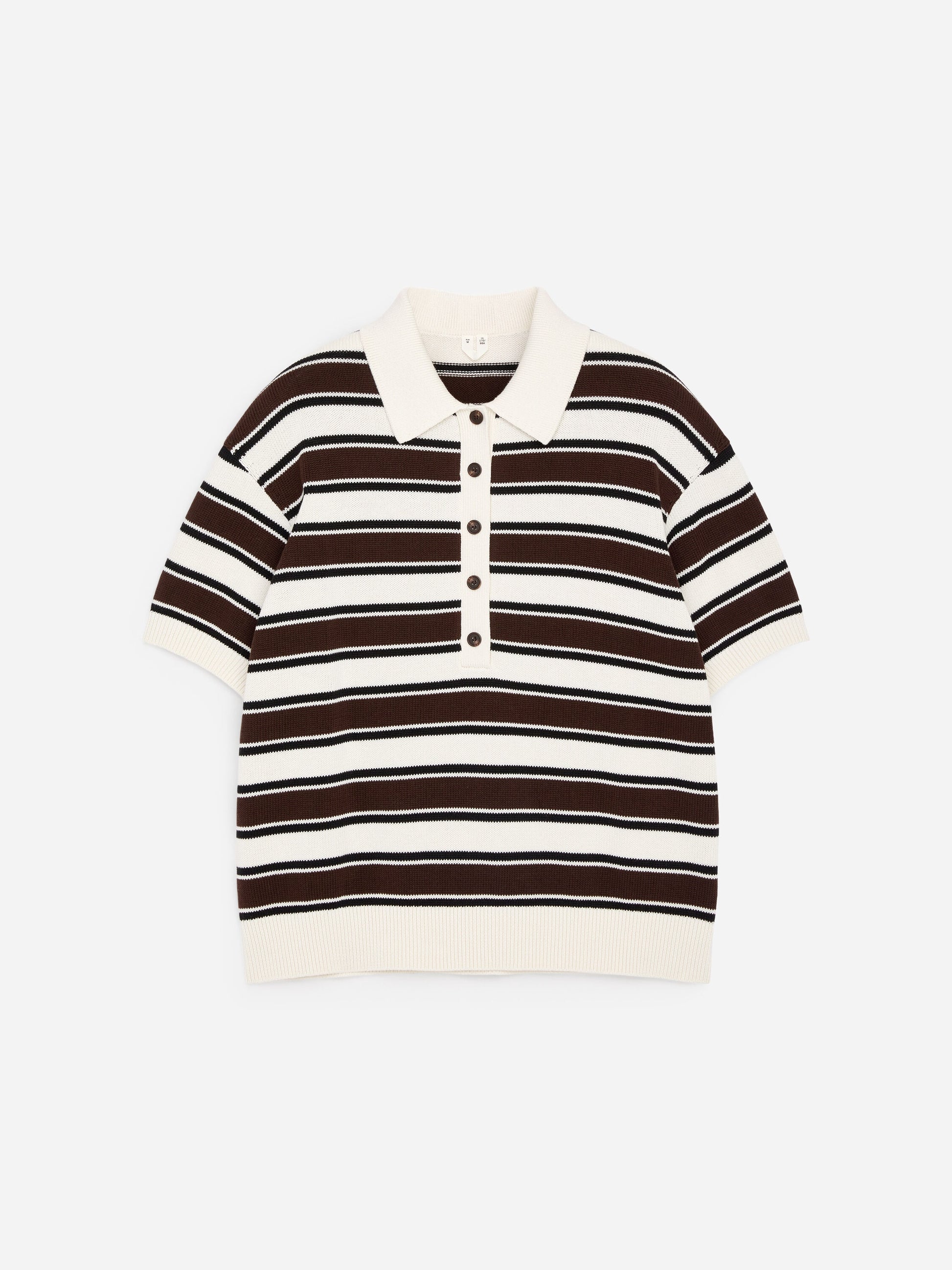 Short-Sleeve Cotton Polo Shirt - Brown - Image 5