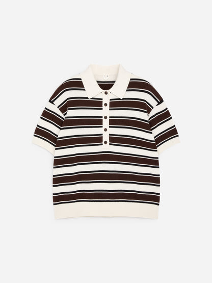 Short-Sleeve Cotton Polo Shirt - Brown - Image 5
