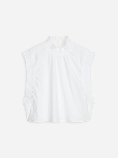 Smocked Cotton Poplin Top - White - Image 5