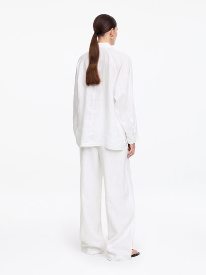 Relaxed Linen Shirt - White - Image 3