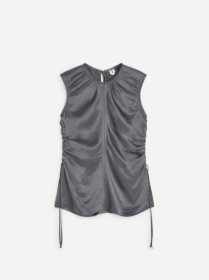 Satin Drawstring Top - Grey - Image 5