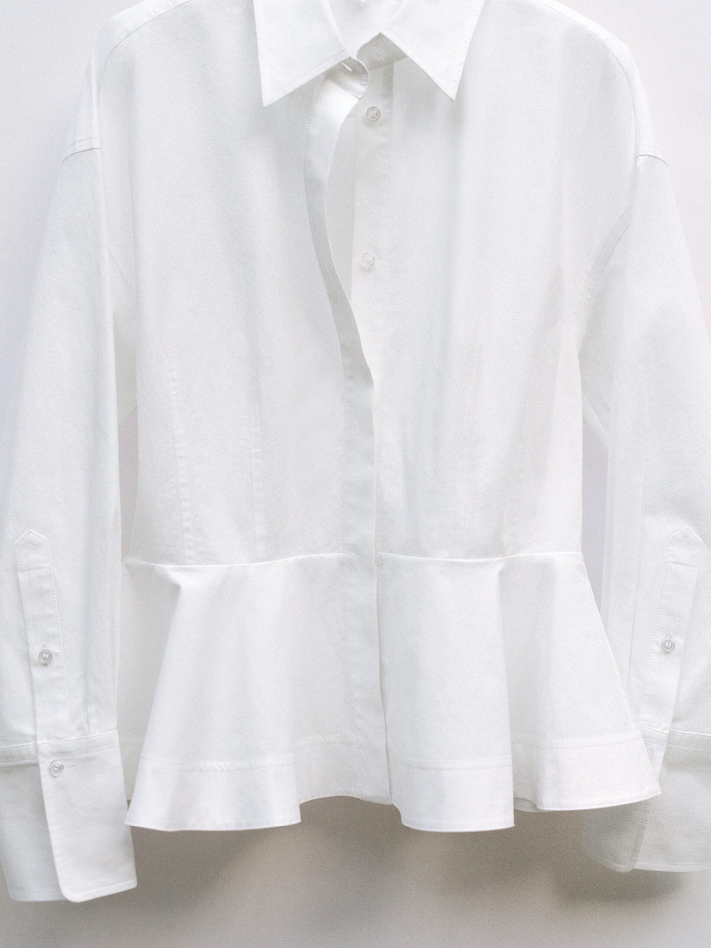 Cotton Peplum Shirt - White - Image 6