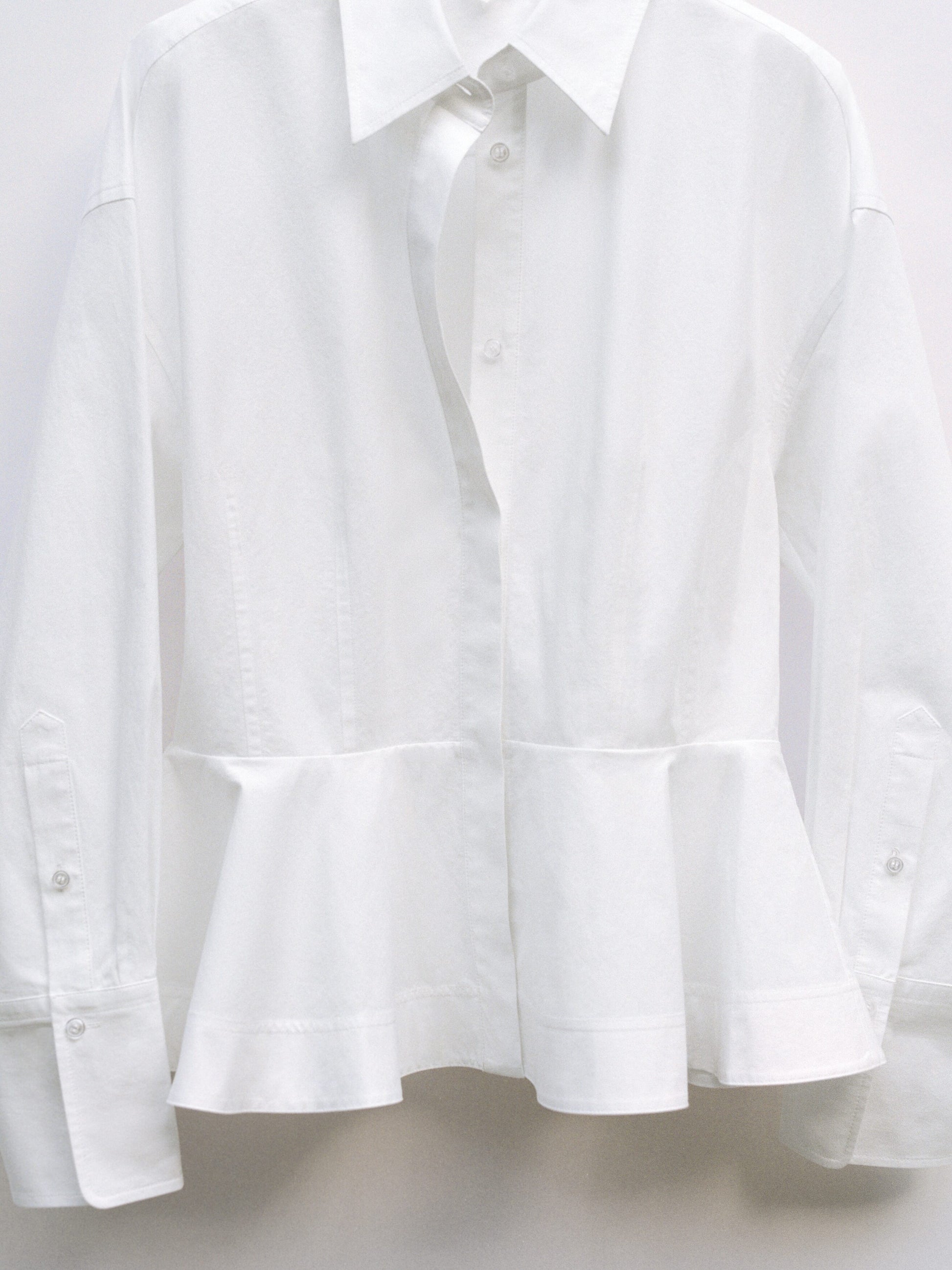 Cotton Peplum Shirt - White - Image 6