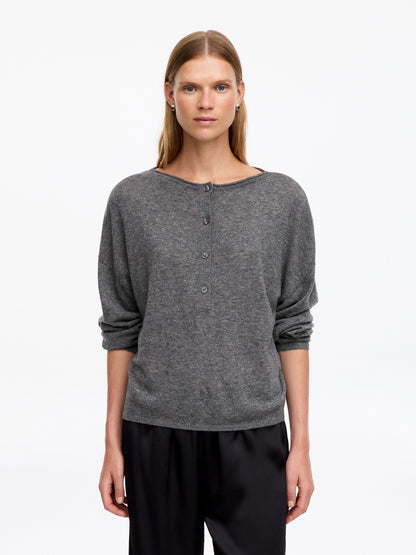 Pure Cashmere Boat-Neck Jumper - Grey