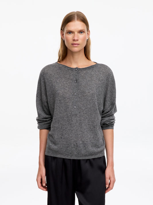 Pure Cashmere Boat-Neck Jumper - Grey