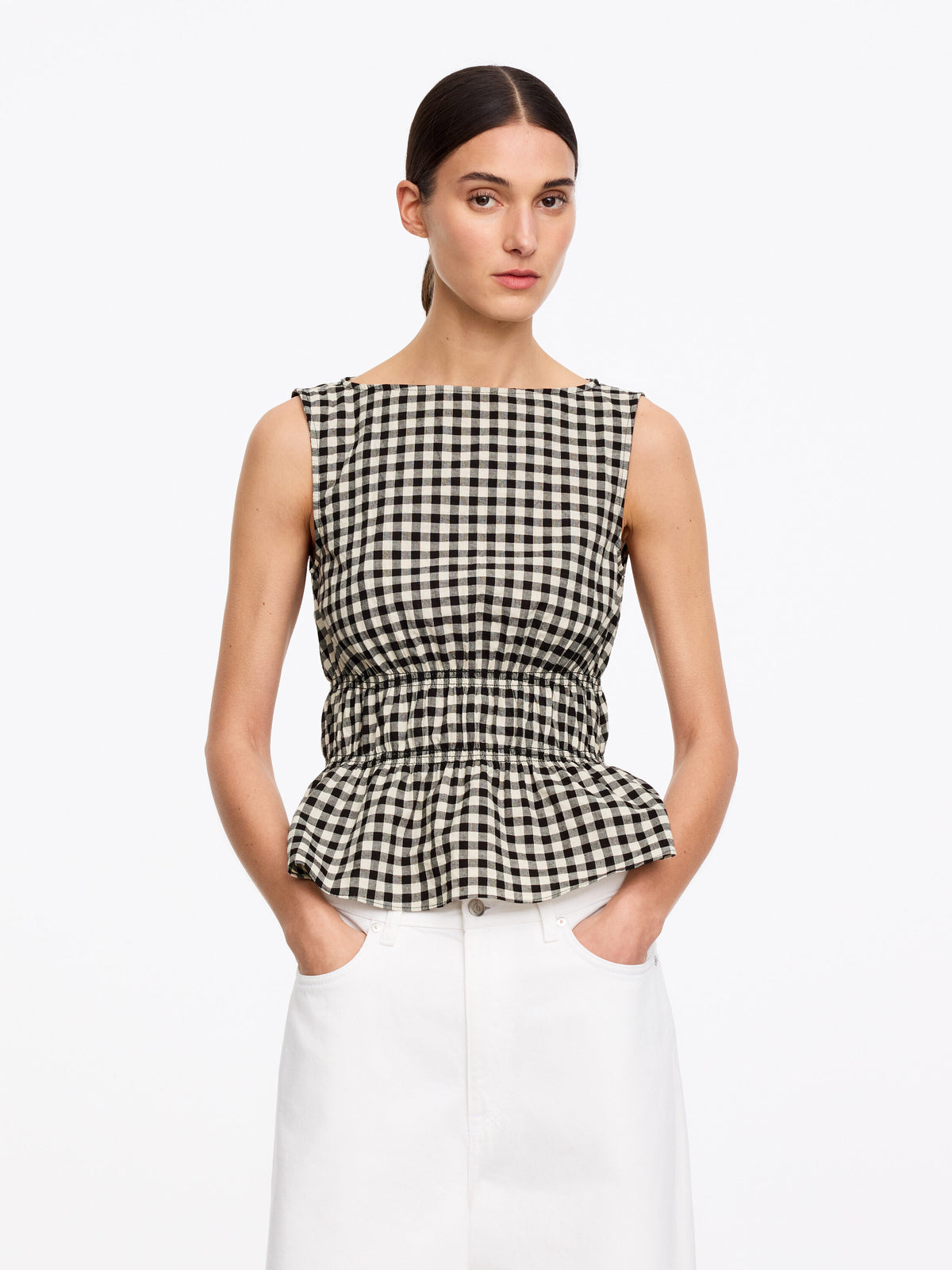 Seersucker Smock Top - Black