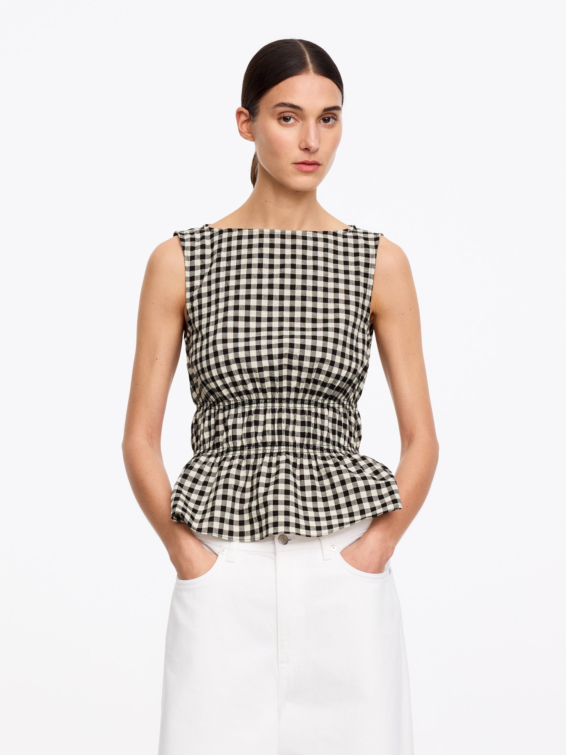 Seersucker Smock Top - Black