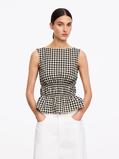 Seersucker Smock Top - Black