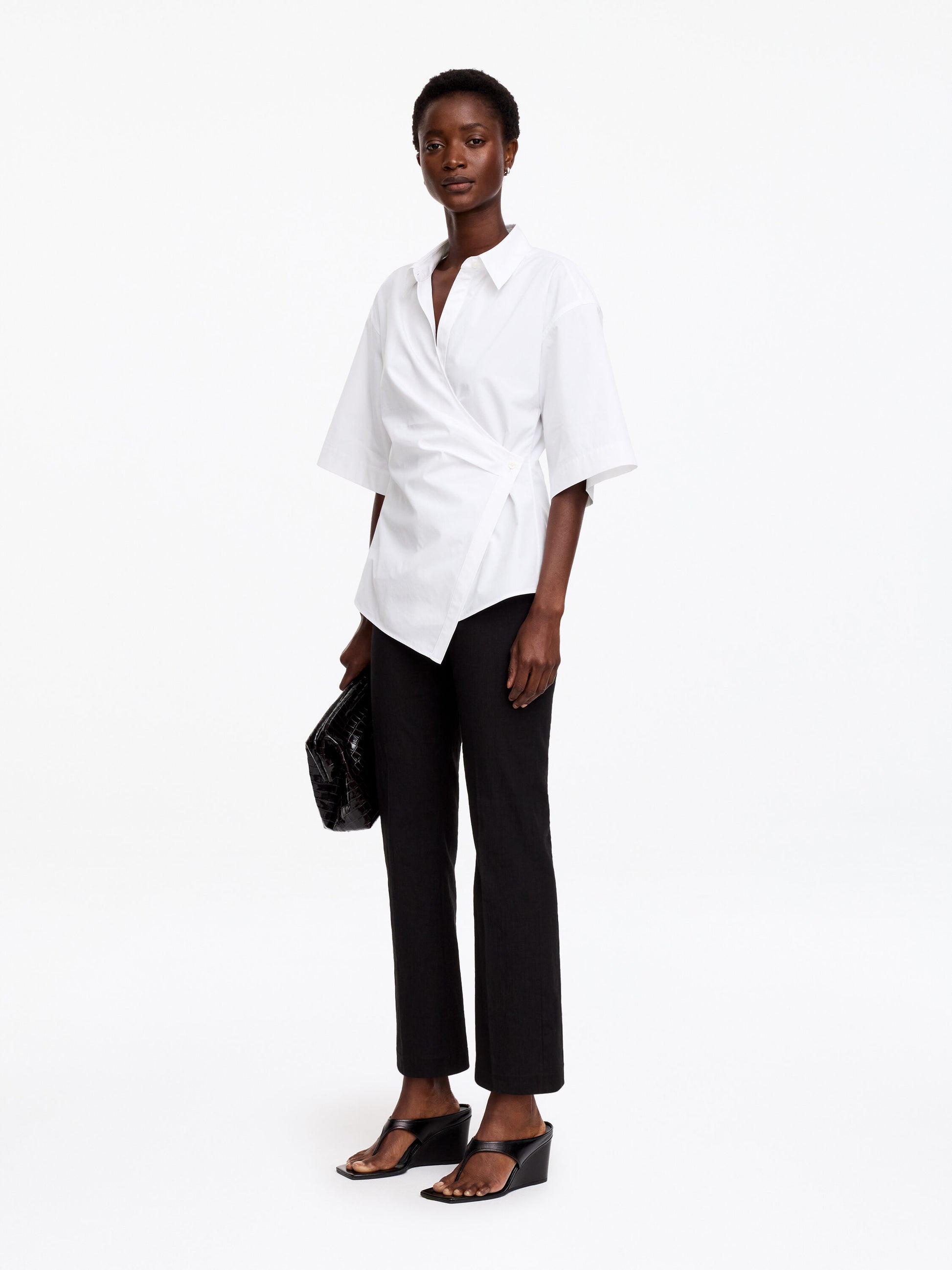 Cotton Wrap Shirt - White - Image 2
