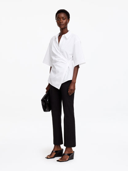 Cotton Wrap Shirt - White - Image 2