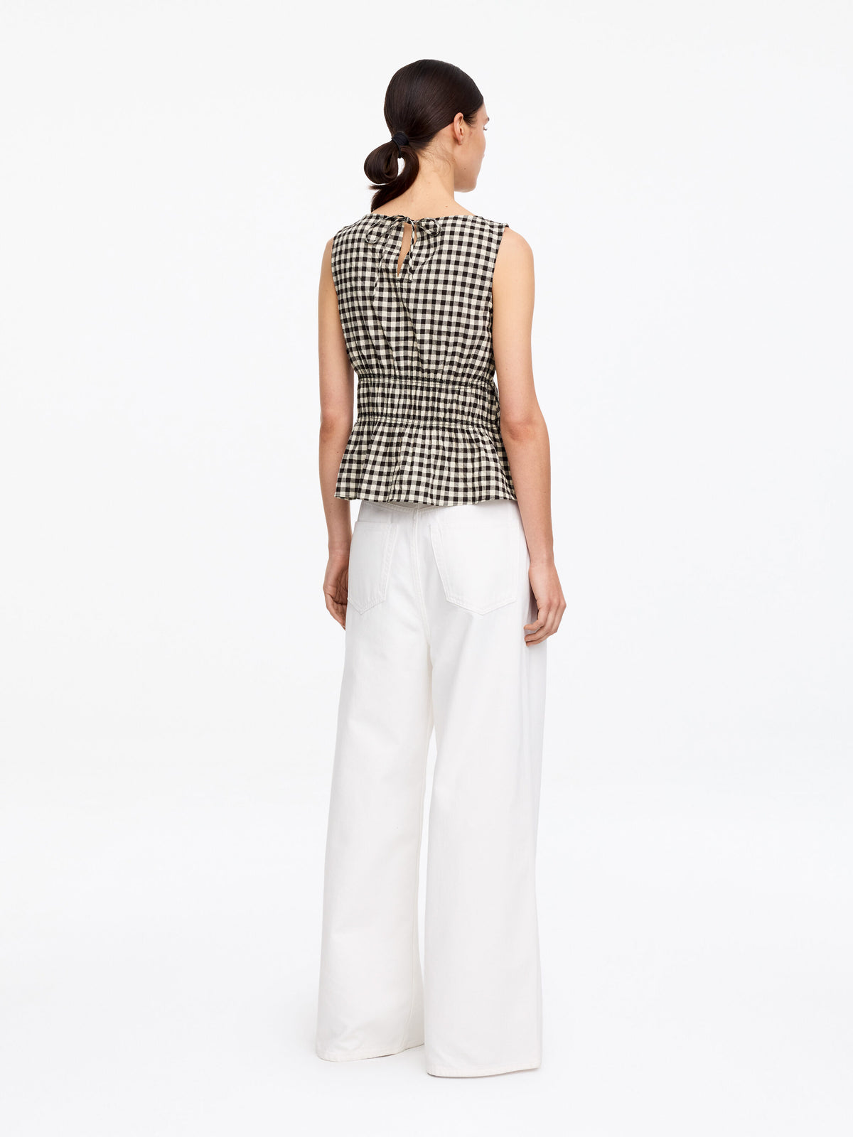 Seersucker Smock Top - Black - Image 3