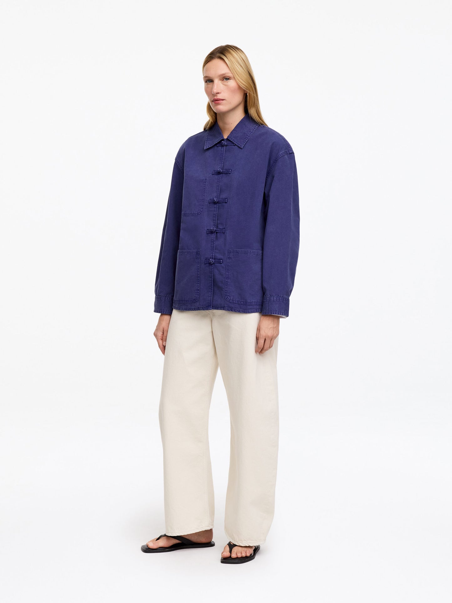 Knot-Button Overshirt - Blue - Image 3