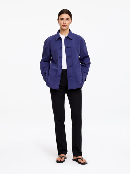 Knot-Button Overshirt - Blue