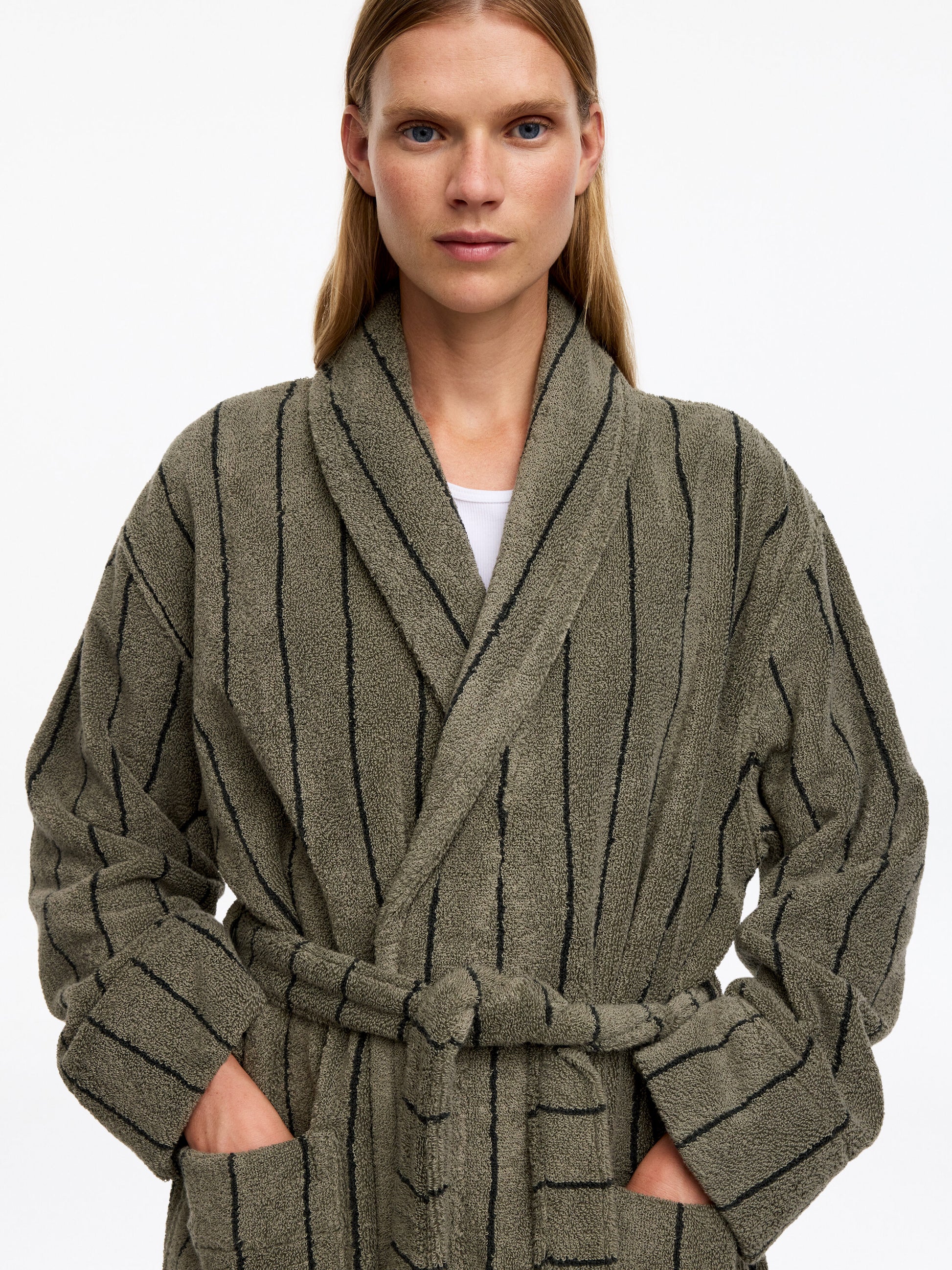 Unisex Cotton Terry Bathrobe - Green - Image 4