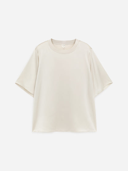 Silk Satin T-Shirt - White - Image 5