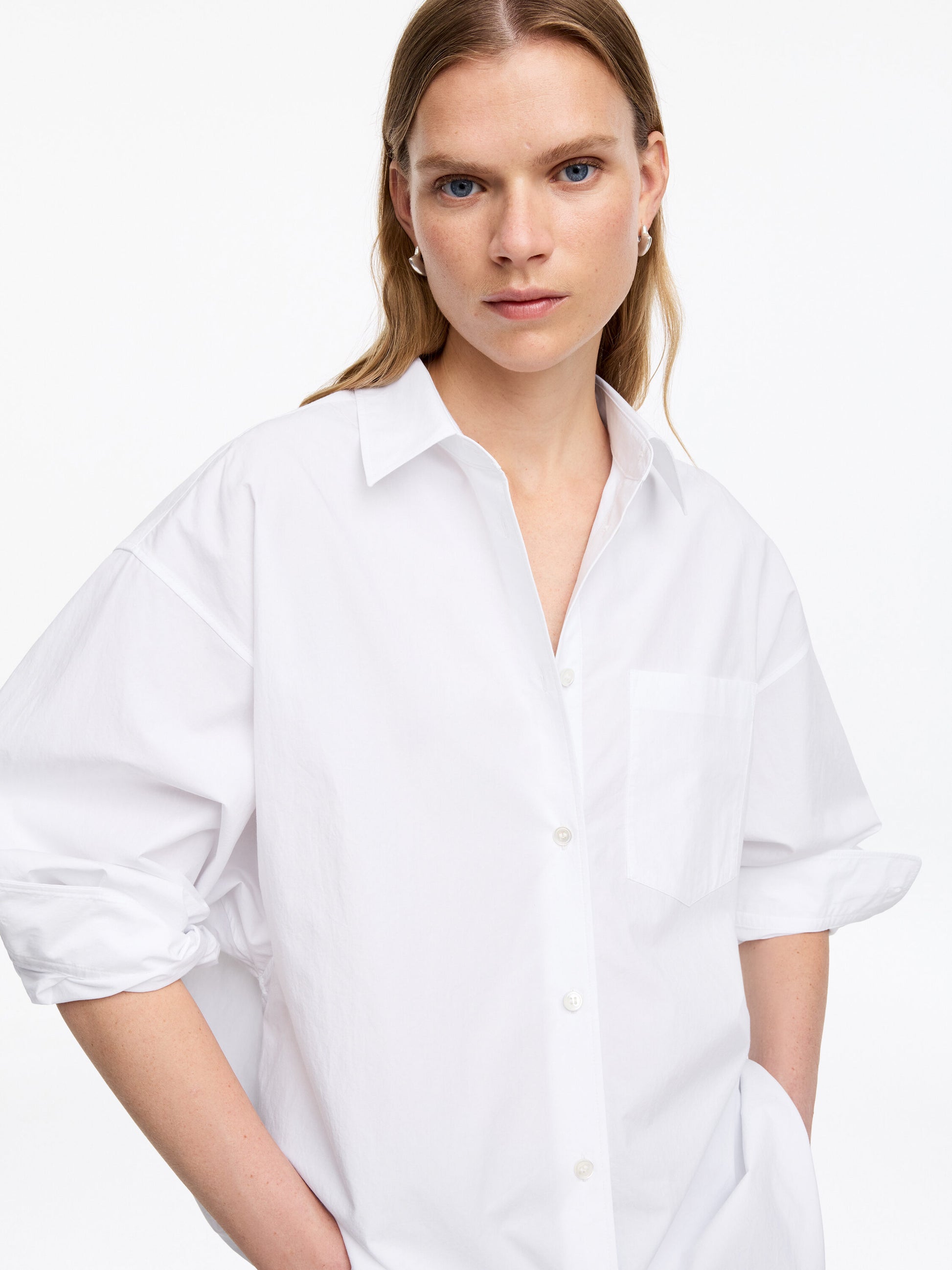 Oversized Batwing Shirt - White - Image 4