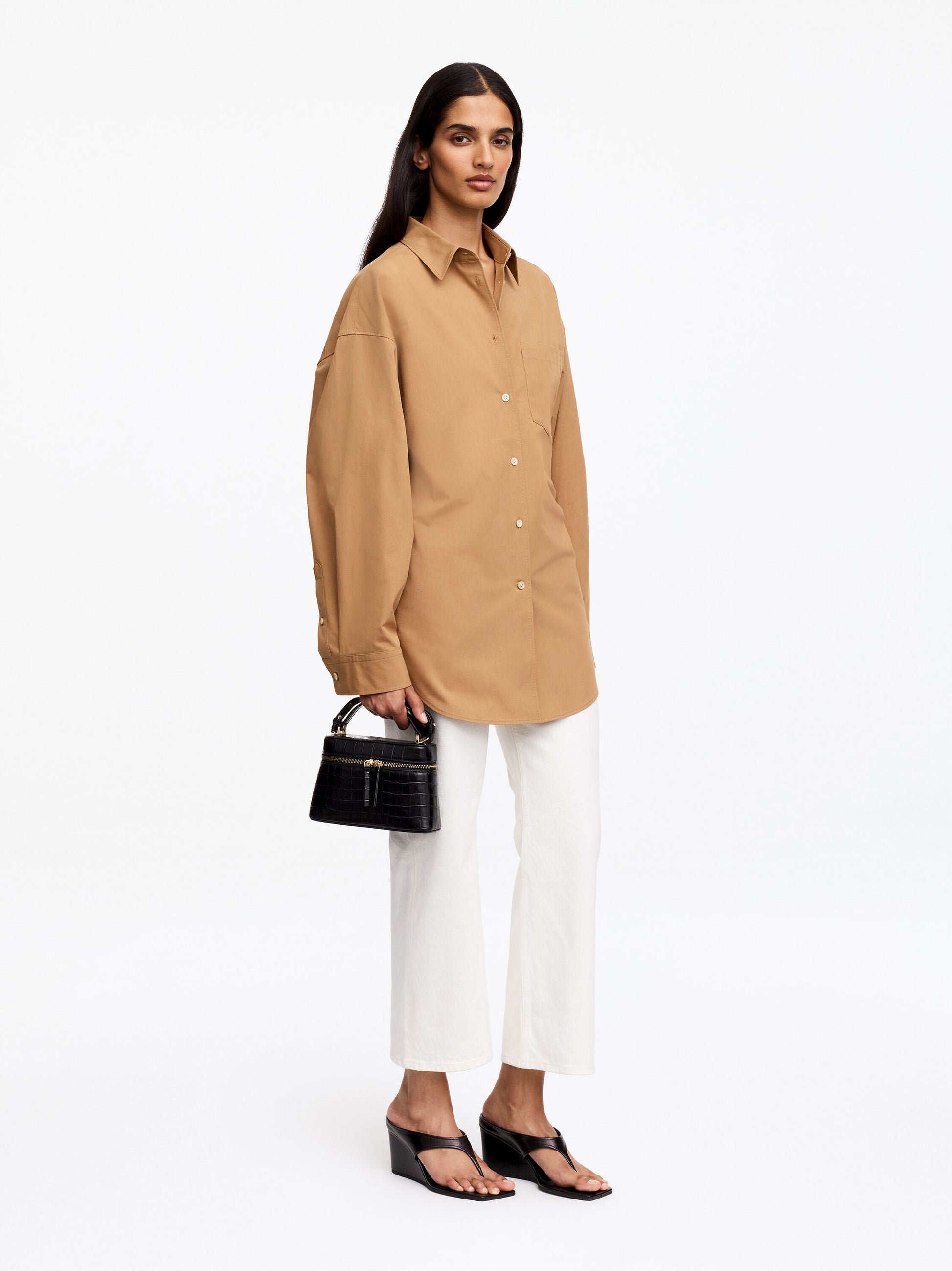 Batwing-Sleeve Shirt - Beige - Image 3