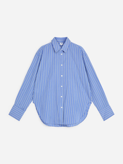 Cotton-Silk Loose Shirt - Blue - Image 5