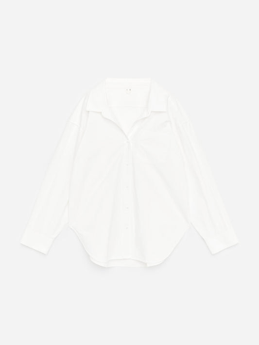 Relaxed Open-Collar Shirt - White