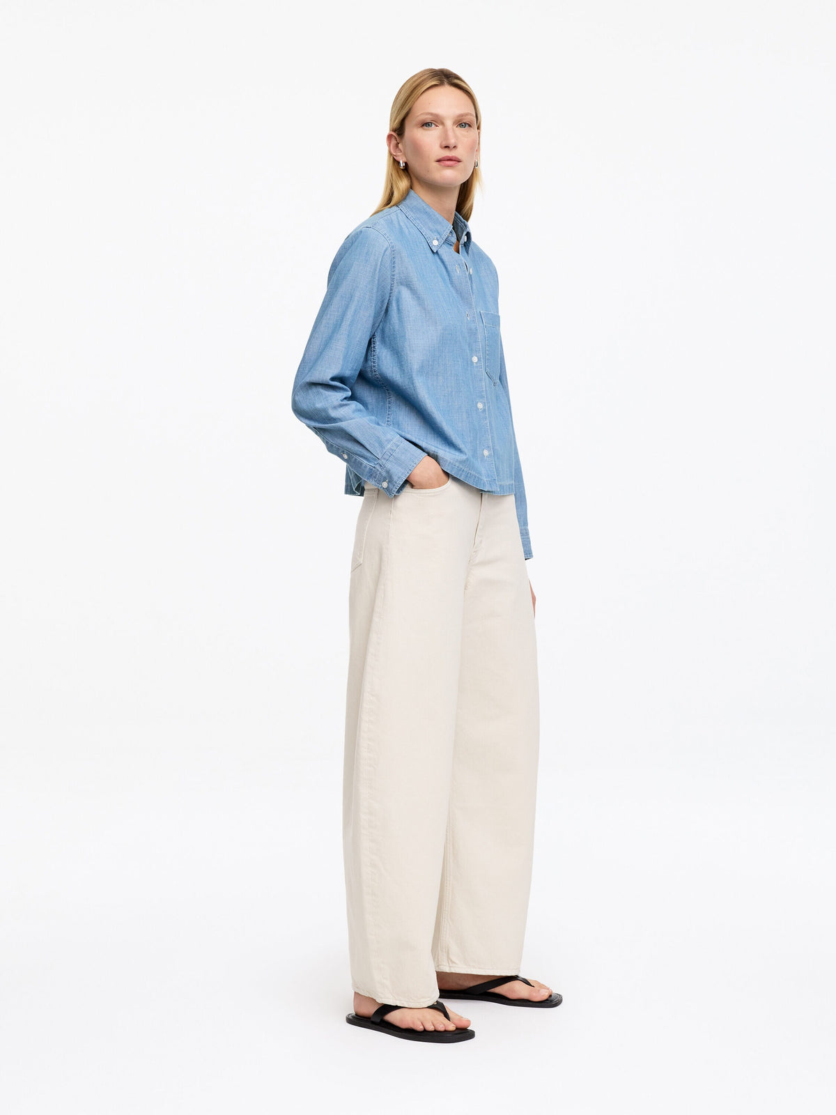 Denim Chambray Shirt - Blue - Image 2