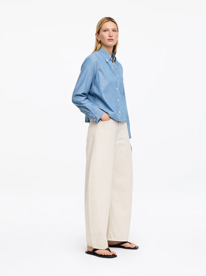 Denim Chambray Shirt - Blue - Image 2